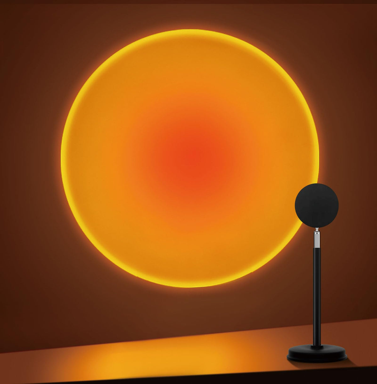 Sunset lamp casting a warm glow on a wall
