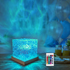 Crystal wave lamp with remote casting blue ripples