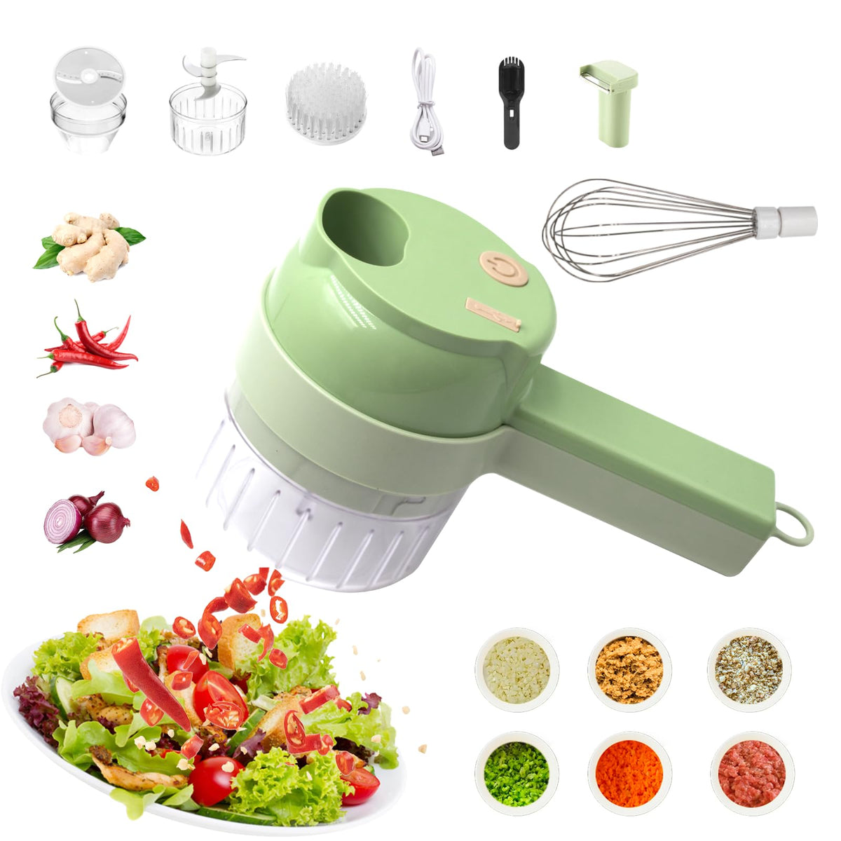 4-in-1 handheld electric veggie slicer with accessories