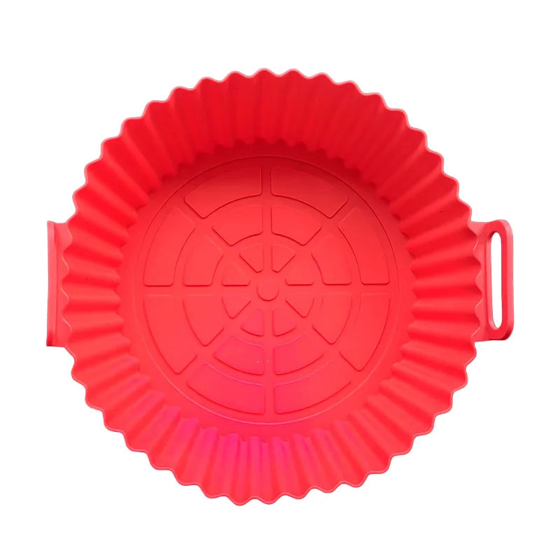Round silicone air fryer liner, red