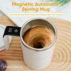 Self-stirring mug whirlpool with temperature display