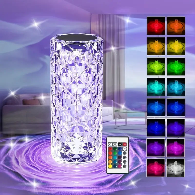 Rose crystal lamp with remote and 16 colors
