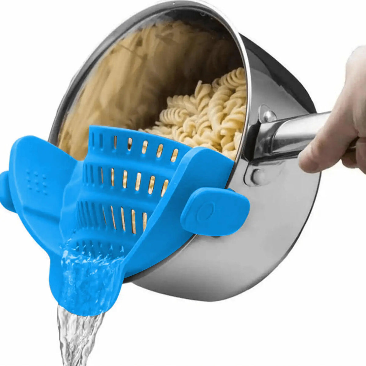 Clip-on pasta strainer, sky blue