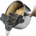 Clip-on pasta strainer, gray