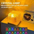 Crystal lamp glowing warm amber