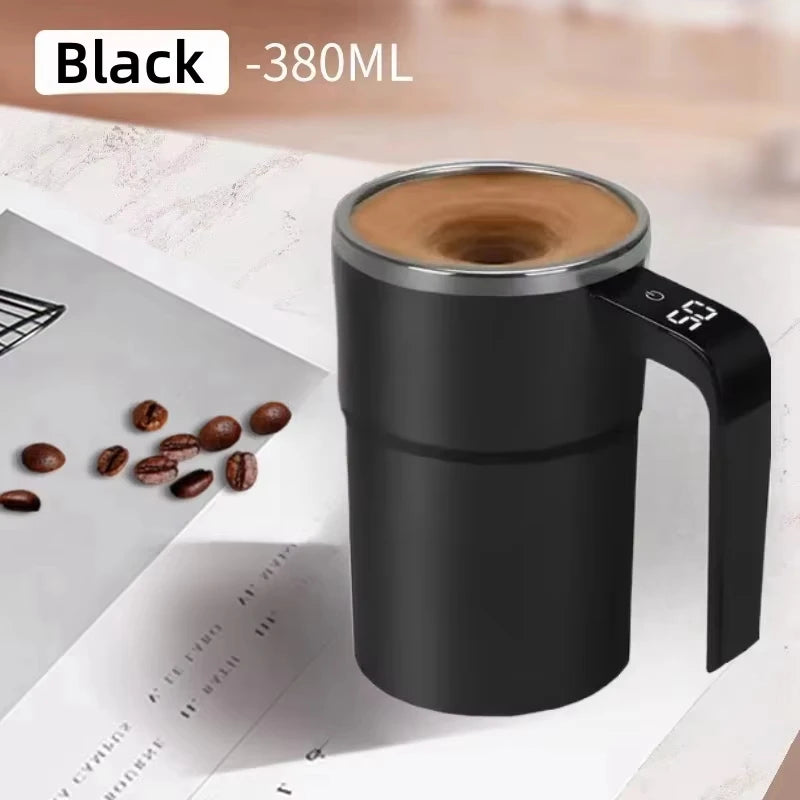 Black self-stirring mug
