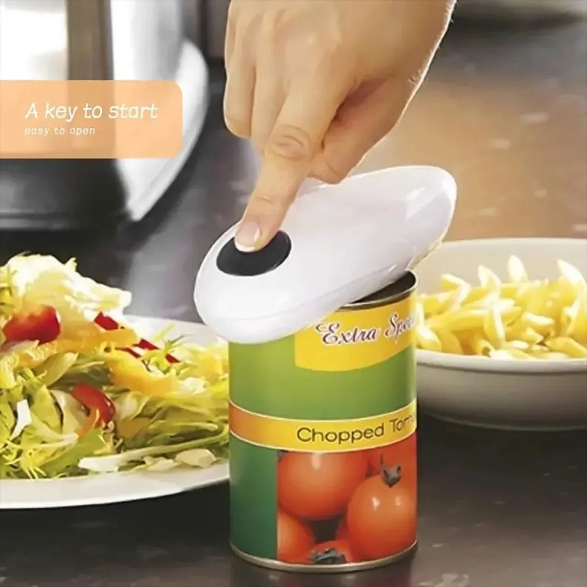 One-touch can opener on a can