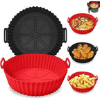 Silicone air fryer liners with food