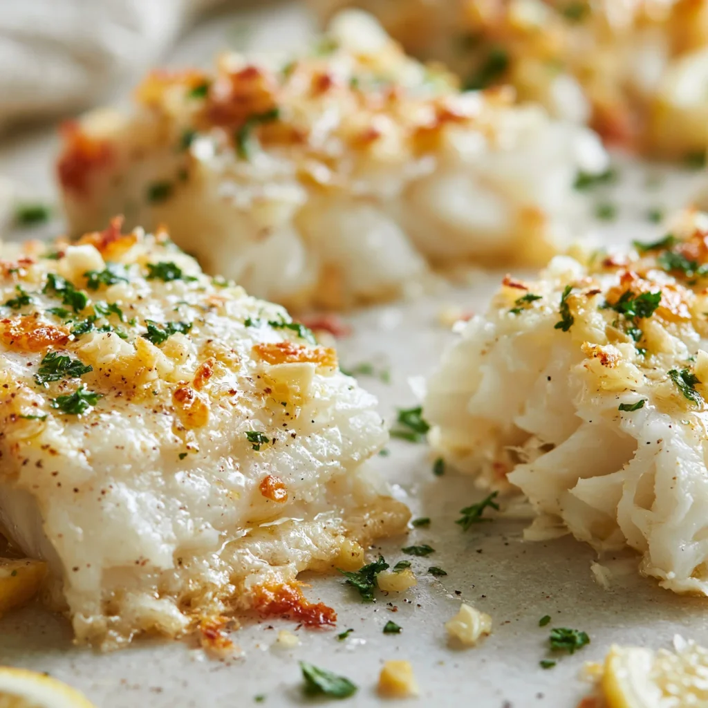 Garlic butter baked cod fillets cooked in an air fryer for a quick meal