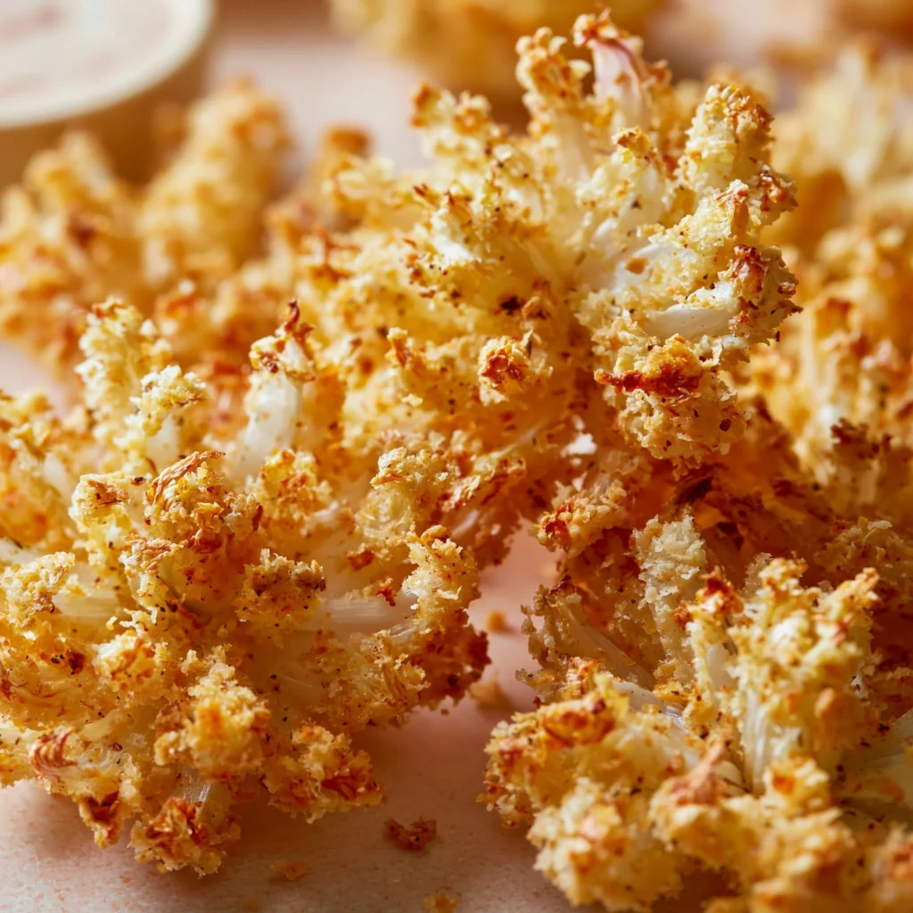 Air fryer crispy mini blooming onions ready to serve as a tasty appetizer