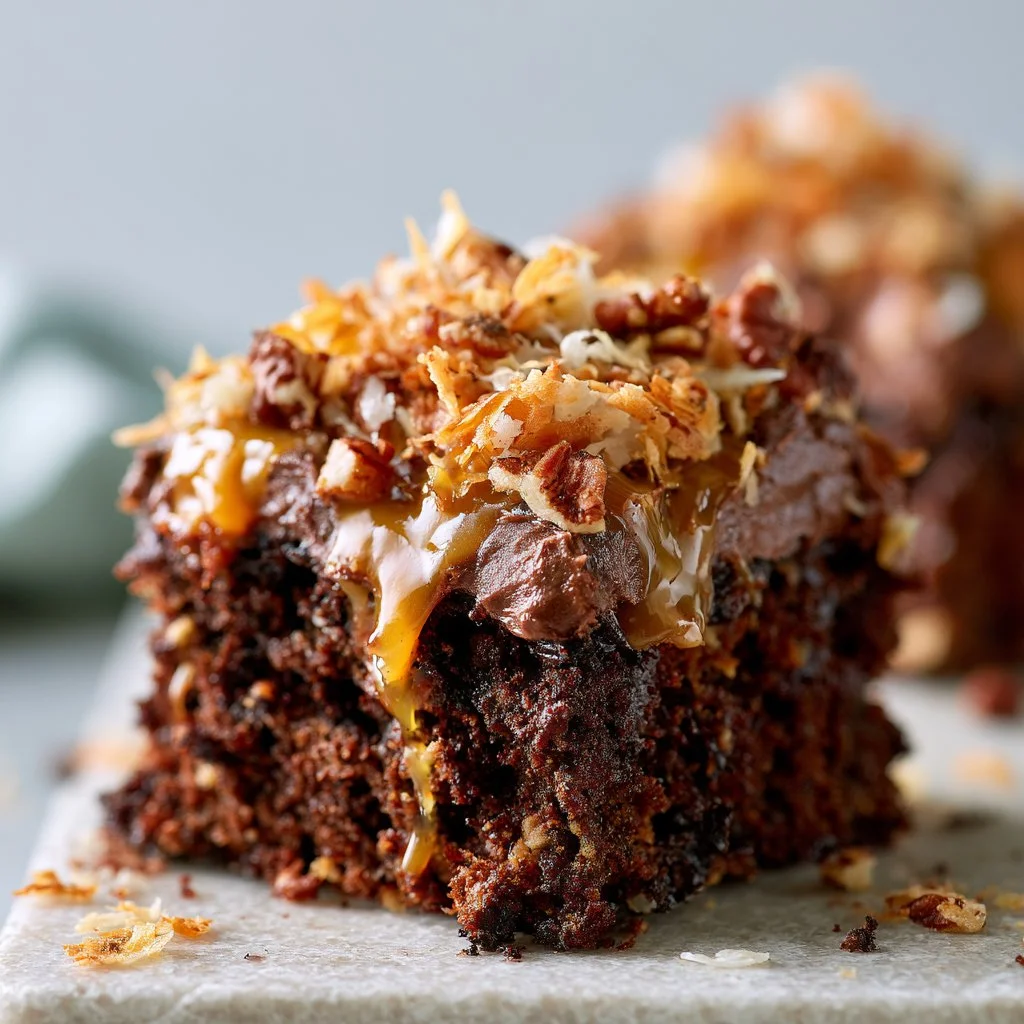 Air Fryer German Chocolate Poke Cake