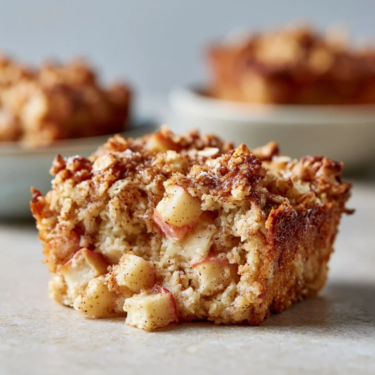 Amish-style apple and cinnamon baked oatmeal in a dish