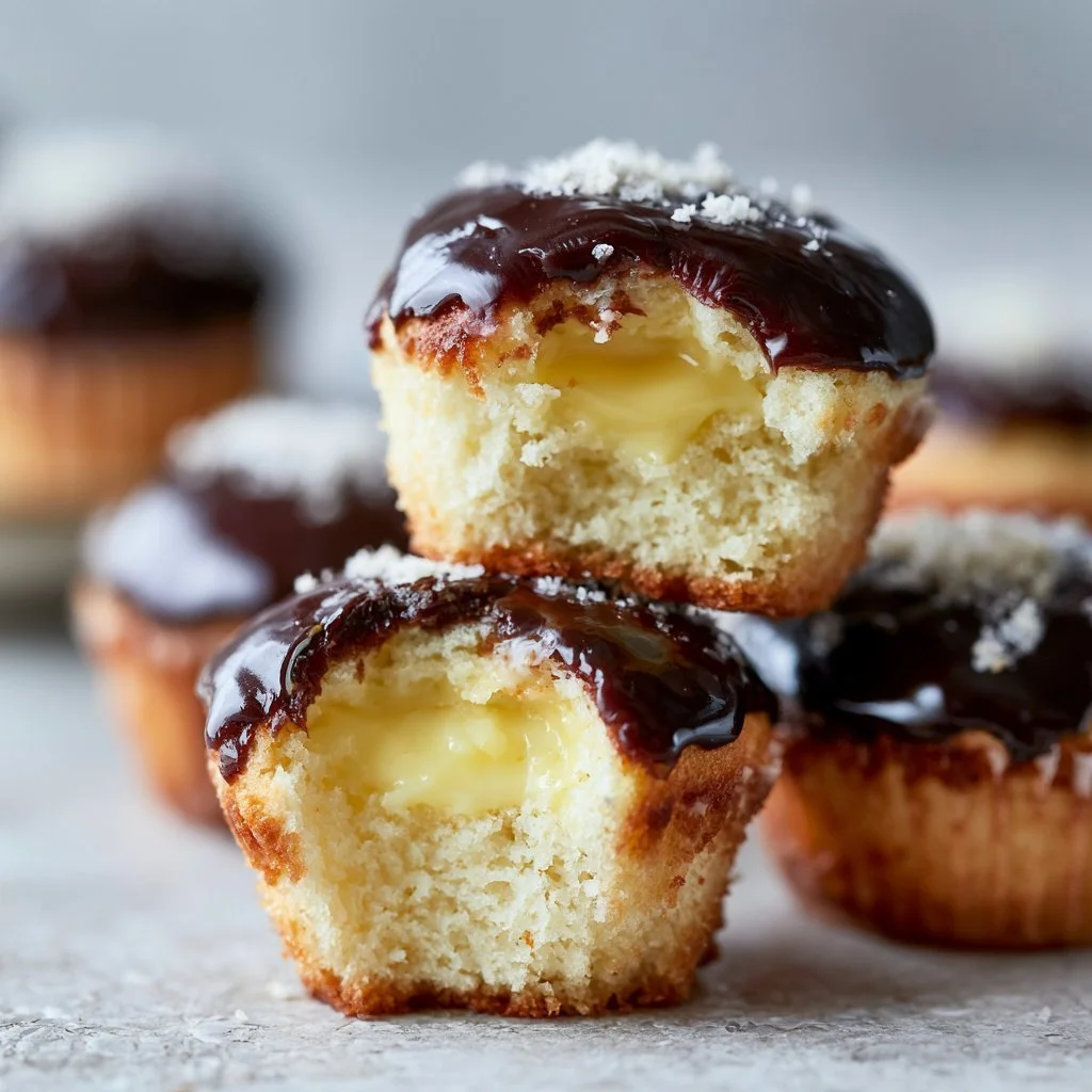Delicious homemade Boston Cream Cupcakes with chocolate frosting