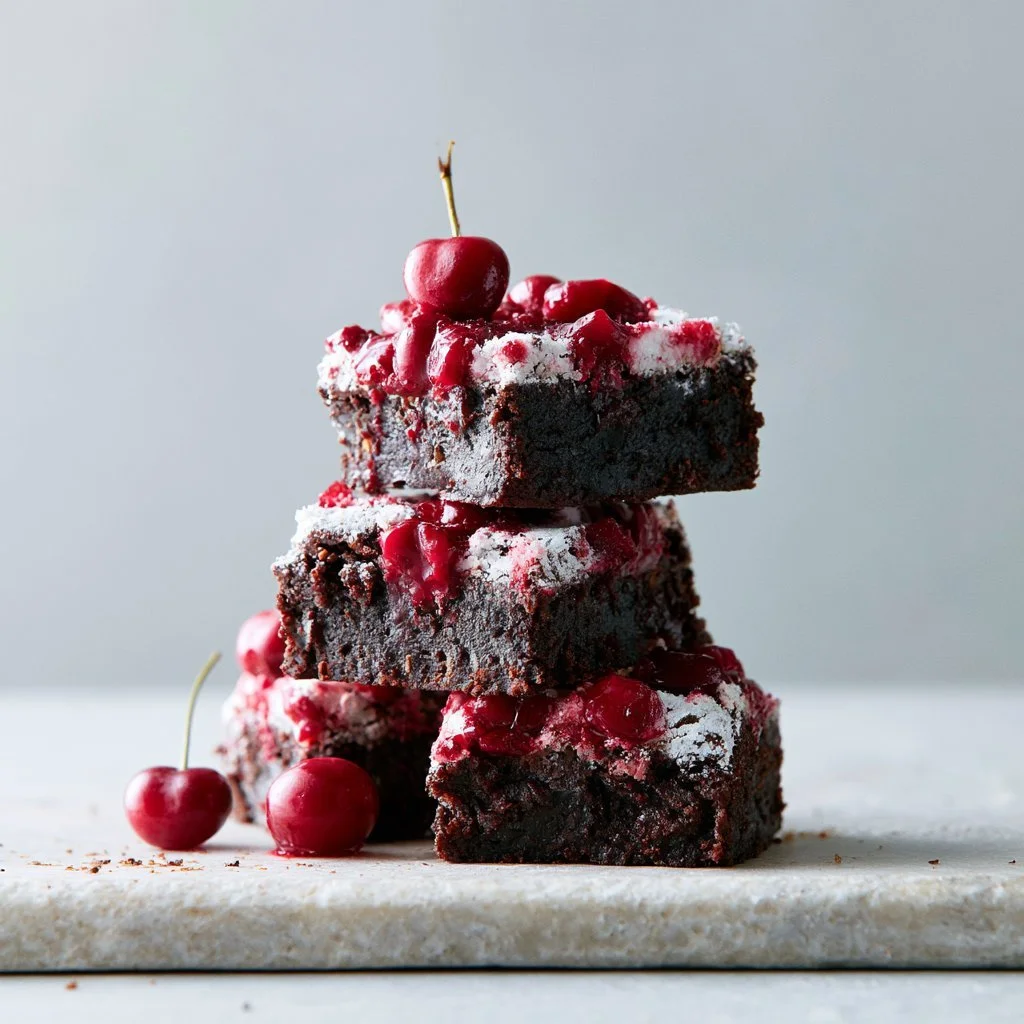 Delicious homemade cherry brownies served on a plate