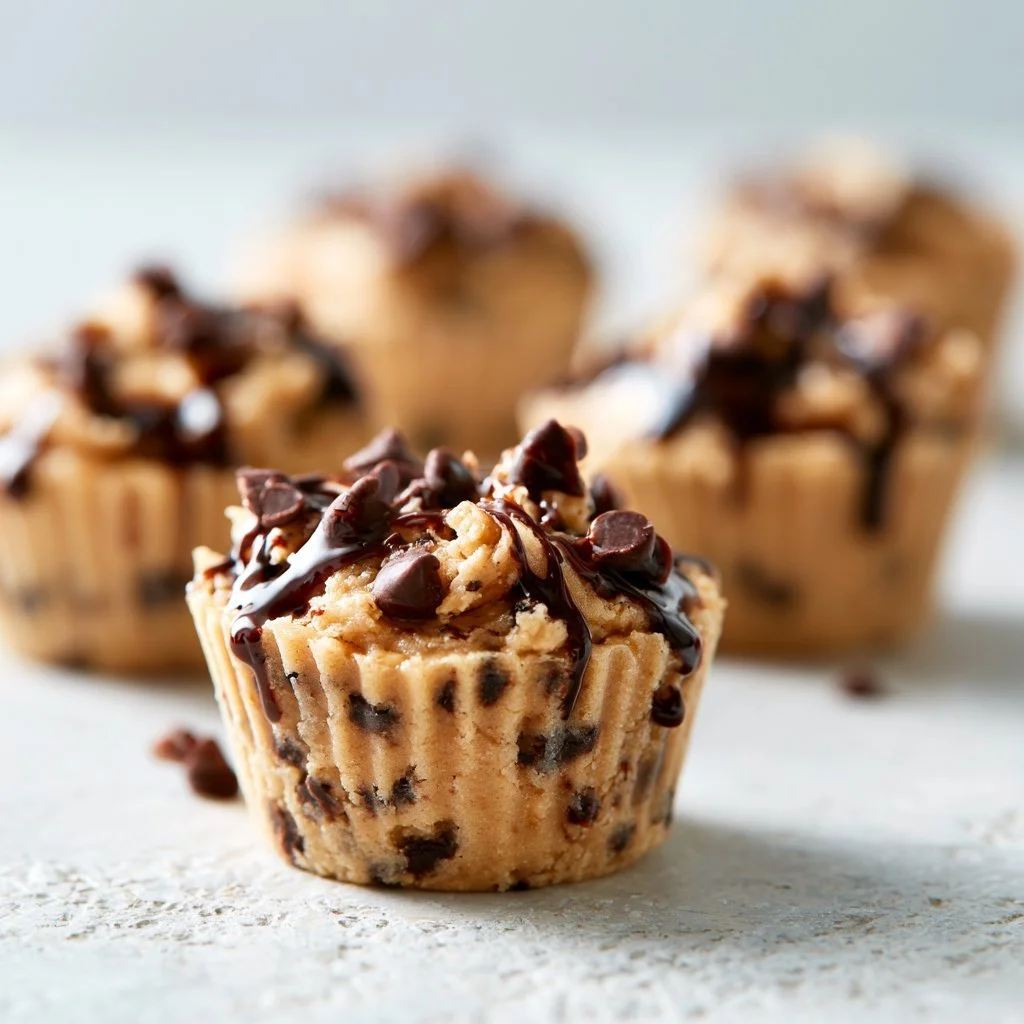Delicious chocolate chip cookie dough cups ready to enjoy.
