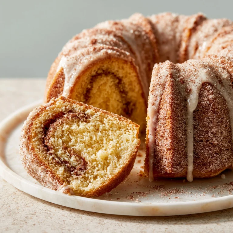 Delicious Cinnamon Swirl Bundt Cake with a delightful cinnamon swirl topping