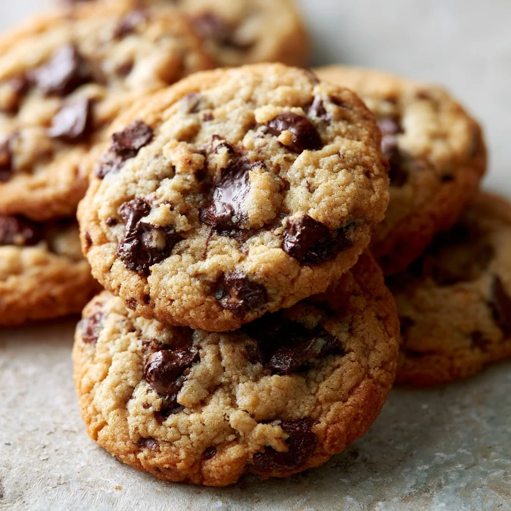 Freshly baked classic chocolate chip cookies on a cooling rack