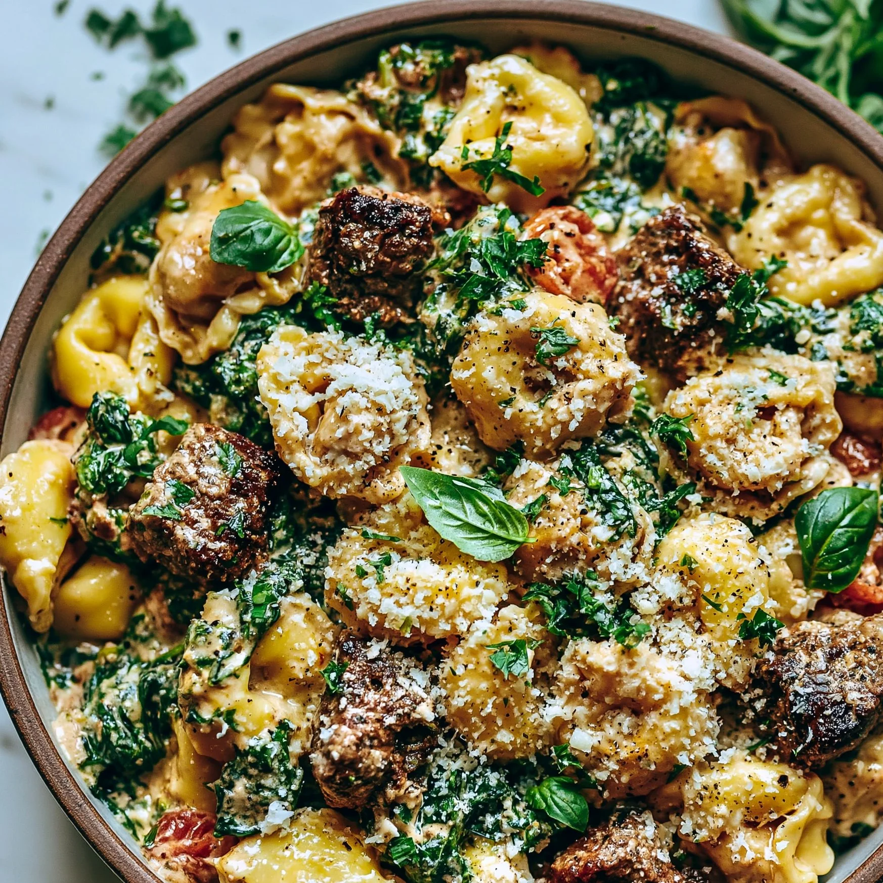 Creamy Tuscan Spinach & Steak Bites Tortellini Recipe