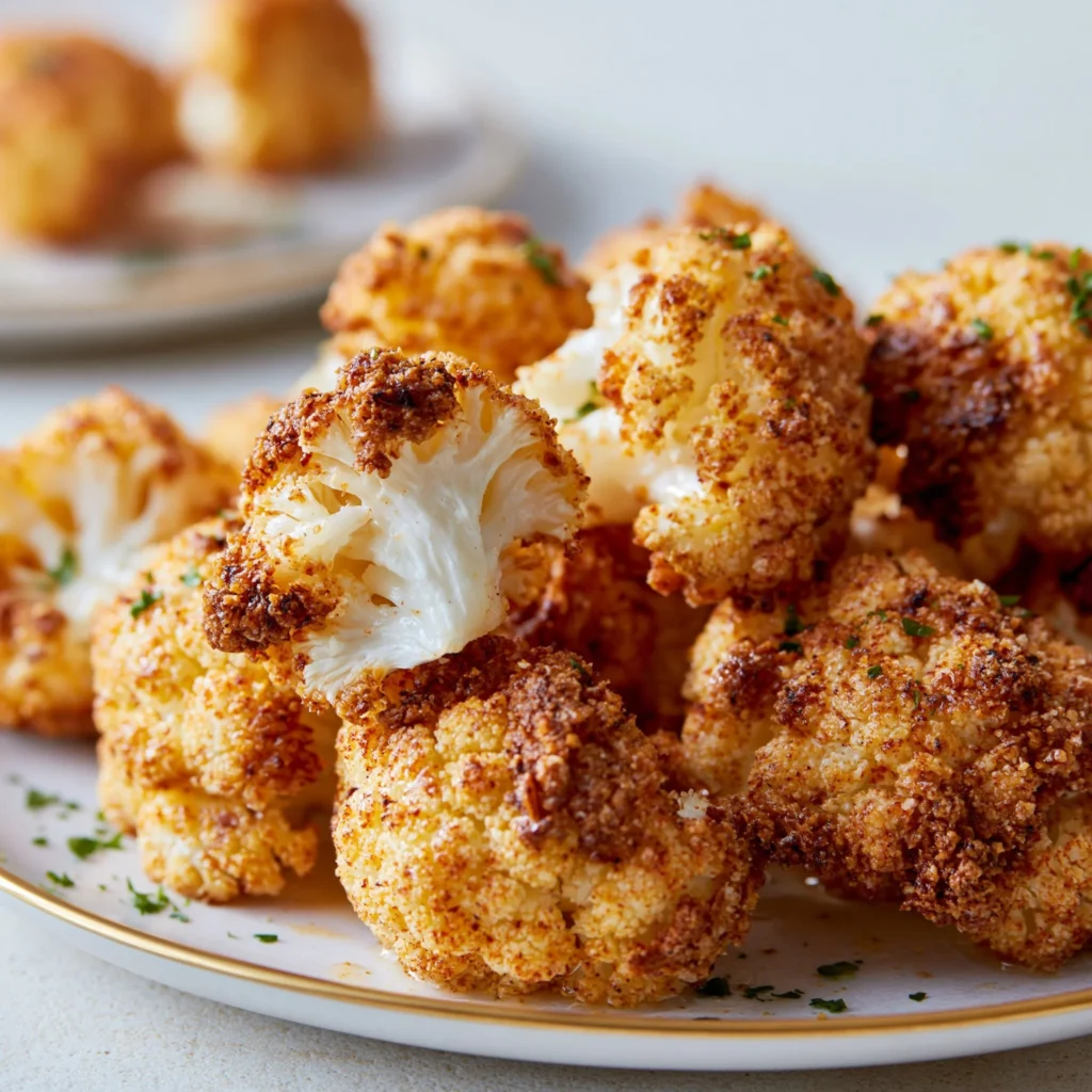 Delicious crispy air fryer cauliflower served in a bowl