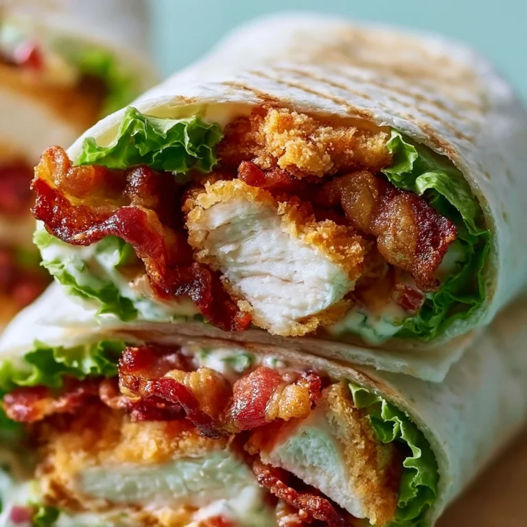 Crispy Chicken Bacon Ranch Wrap filled with juicy chicken, bacon, and ranch dressing