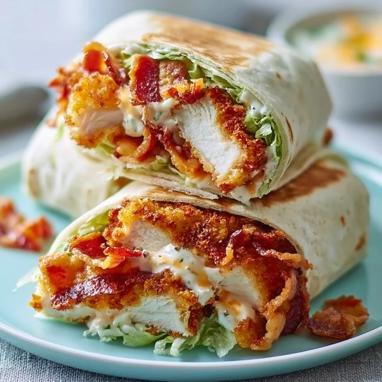 Crispy Chicken Bacon Ranch Wrap with fresh ingredients and savory flavors