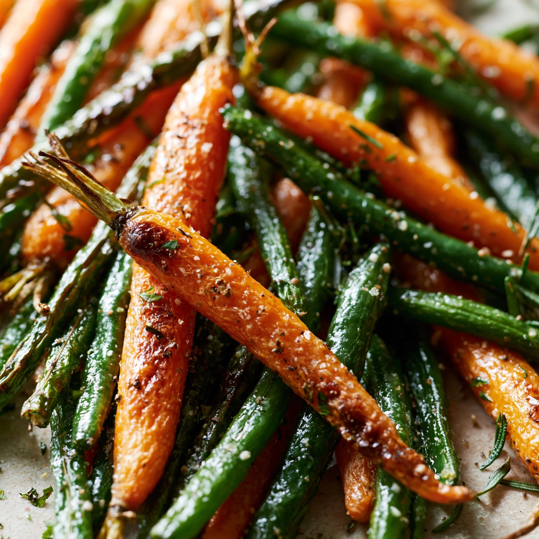 Crispy Roasted Carrots and Green Beans