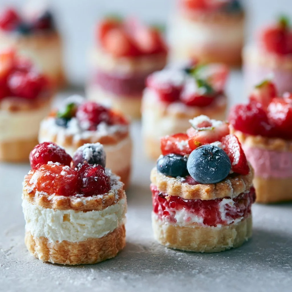 Assorted Cutie Pie Mini Cakes displayed decoratively on a table