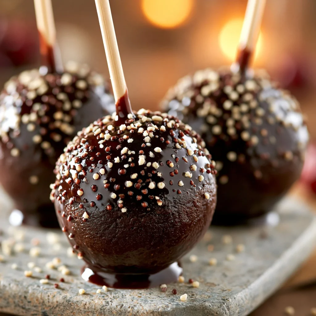 Deliciously decadent brownie cake pops on a dessert platter