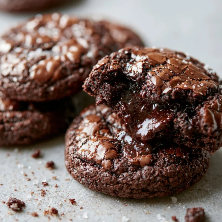 Delicious chocolate lava cookies with melted chocolate center on a plate