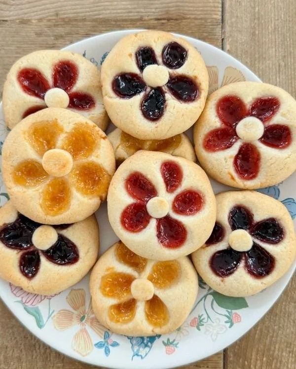 Flower Jam Thumbprint Cookies