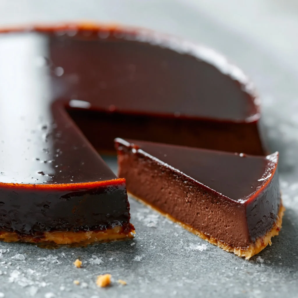 Delicious French chocolate flan served elegantly on a dessert plate