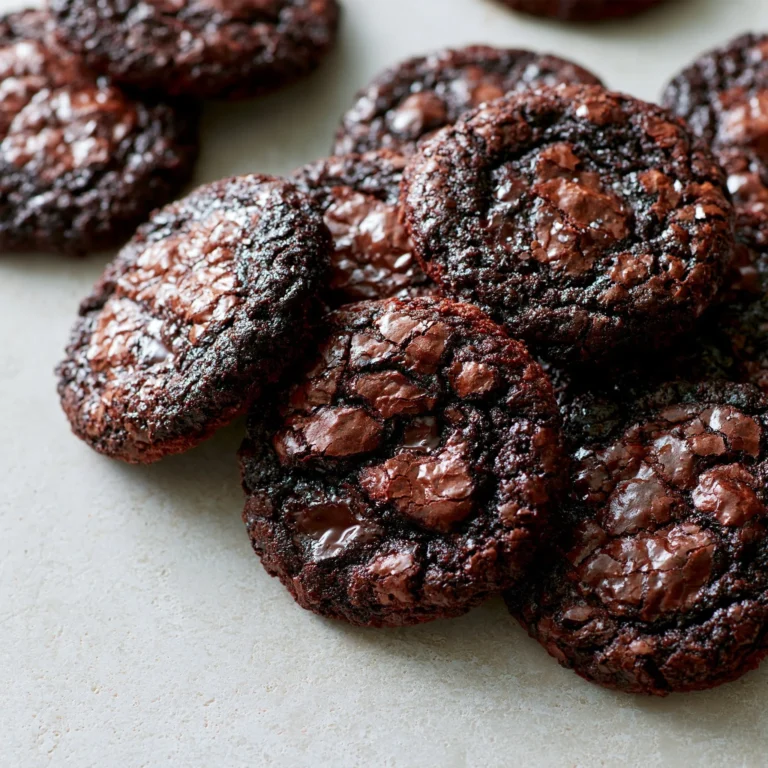 Fudgy brownie cookies on a plate, rich chocolate dessert treat