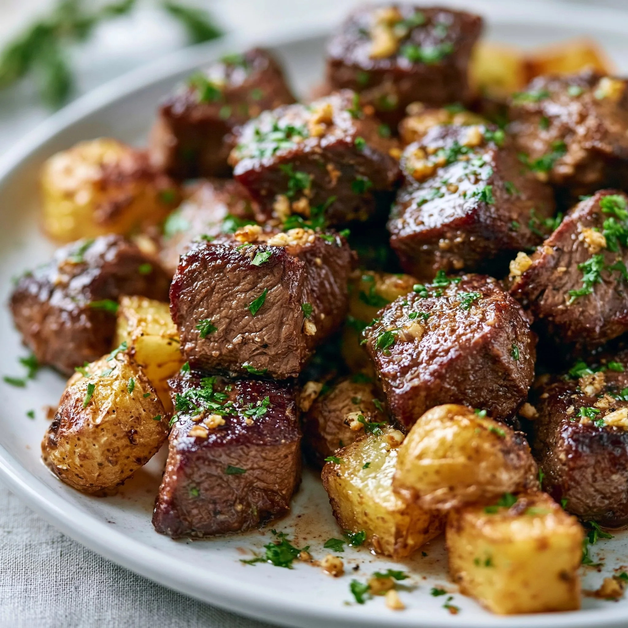 Garlic Steak Bites and Potatoes
