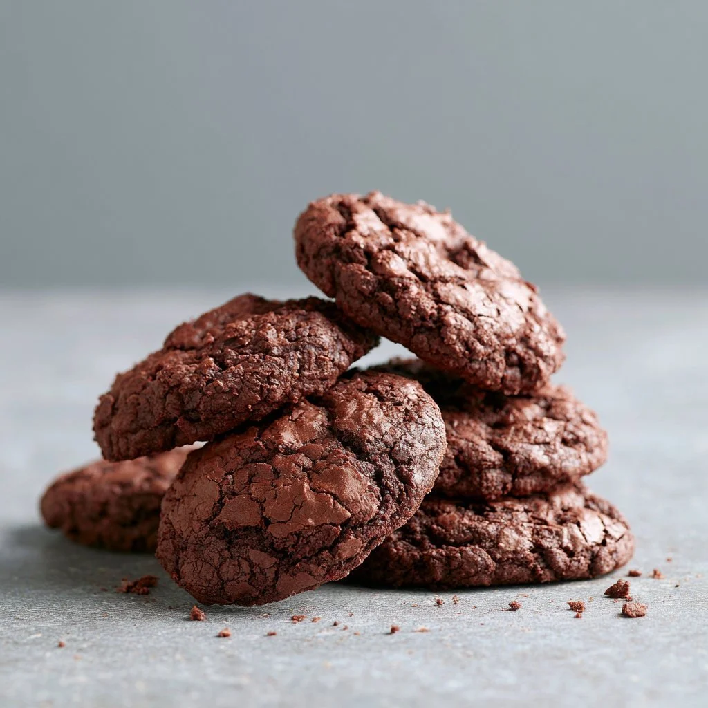 Gluten-free chocolate cake mix cookies on a plate with chocolate chips.