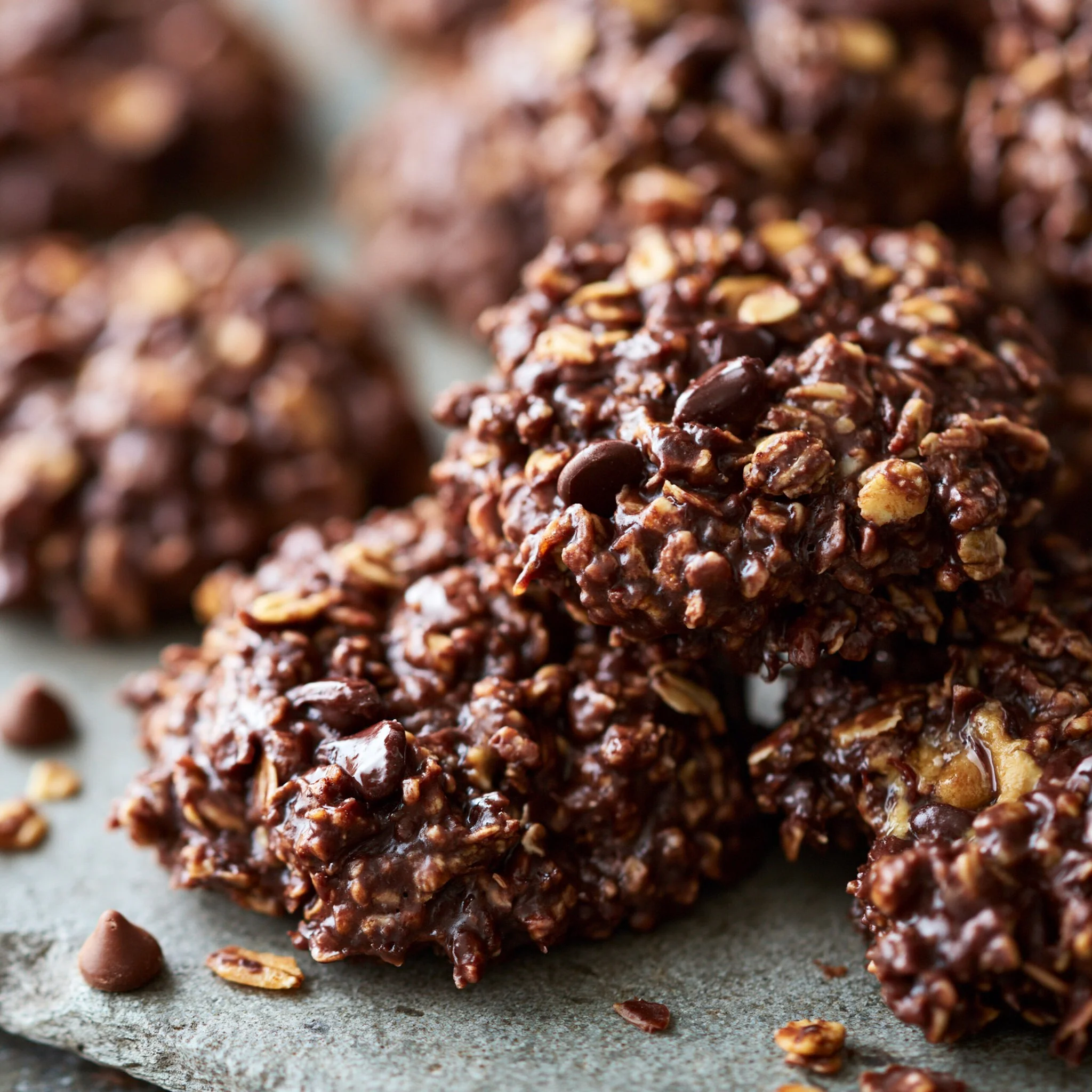 Healthy Chocolate Peanut Butter No-Bake Oatmeal Cookies