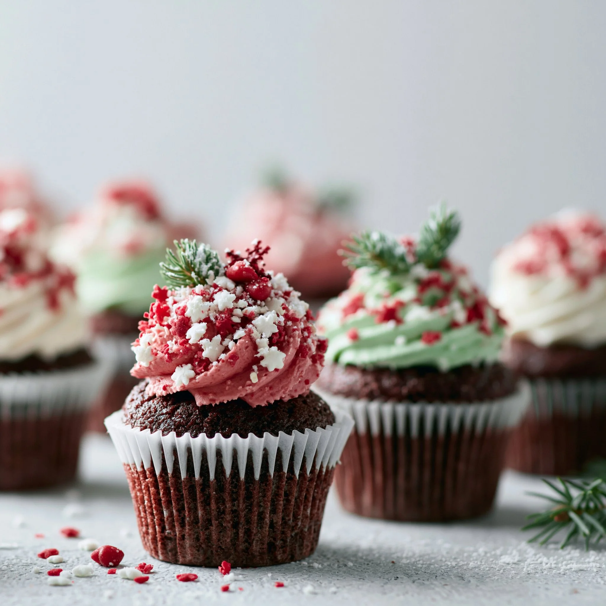 Holiday Strawberry Santa Hat Cupcakes