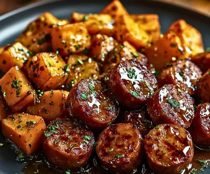 Honey Garlic Sausage with Sweet Potatoes