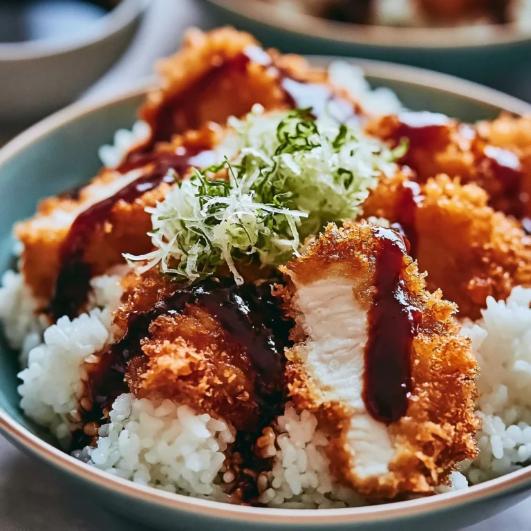 Japanese Katsu Bowl with Tonkatsu sauce served on a traditional dish