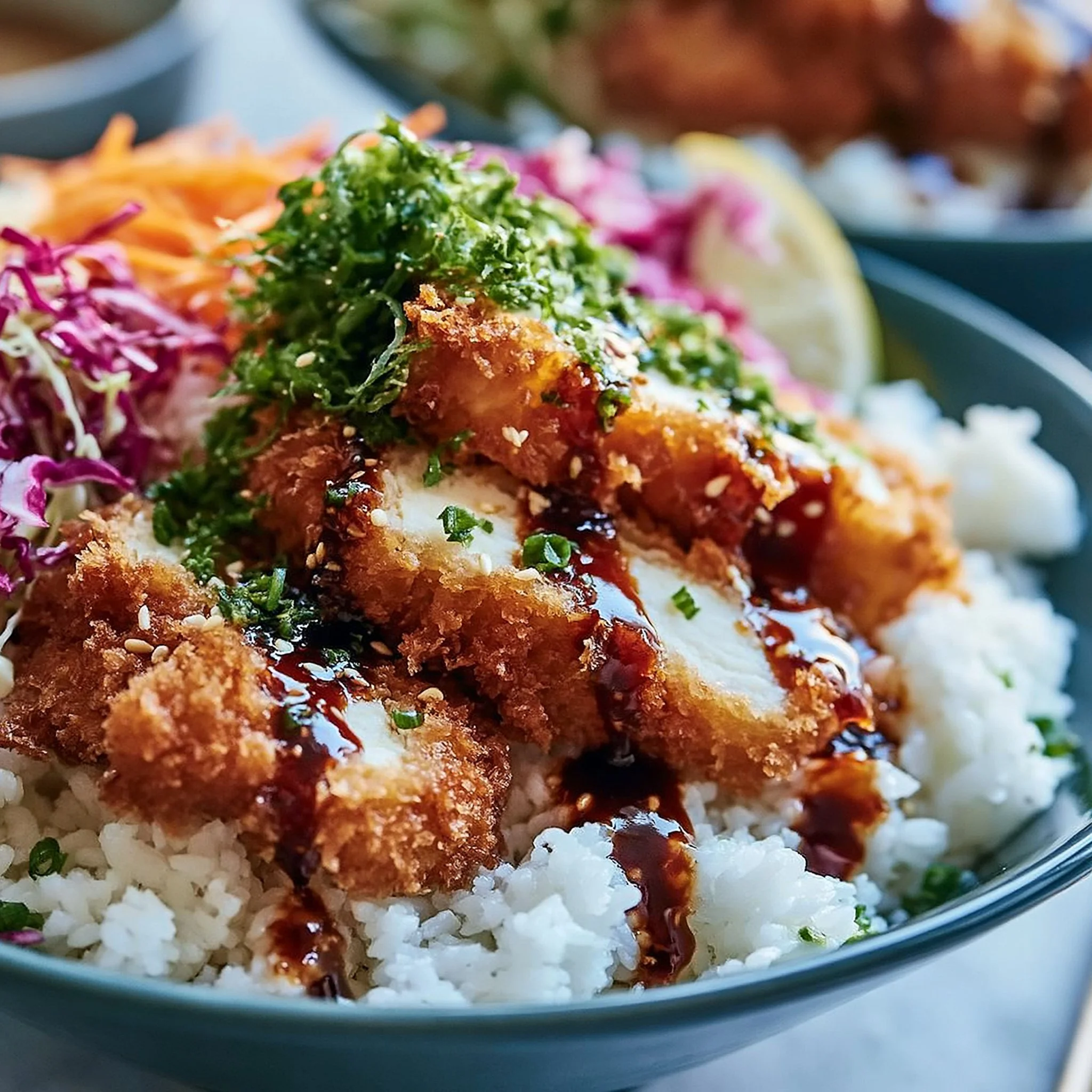 Japanese Katsu Bowls with Tonkatsu Sauce
