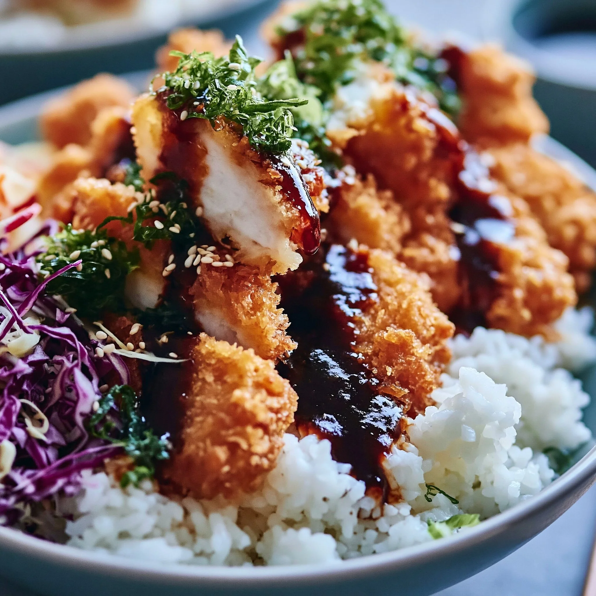 Japanese Katsu Bowls with Tonkatsu Sauce