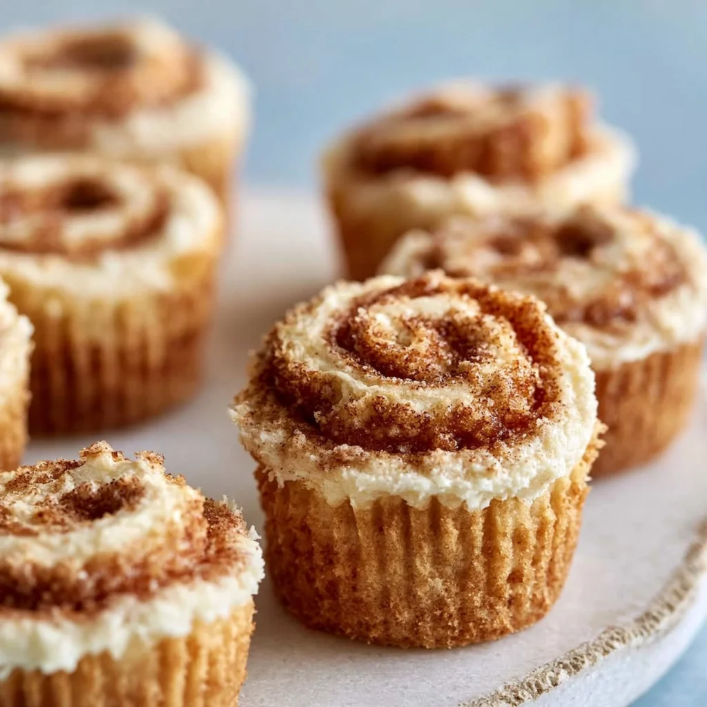 Mini cinnamon roll cheesecakes with creamy layers and cinnamon topping