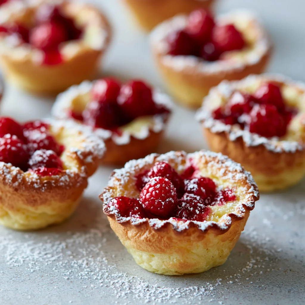 Mini Dutch Baby Pancakes served with syrup and fresh fruit