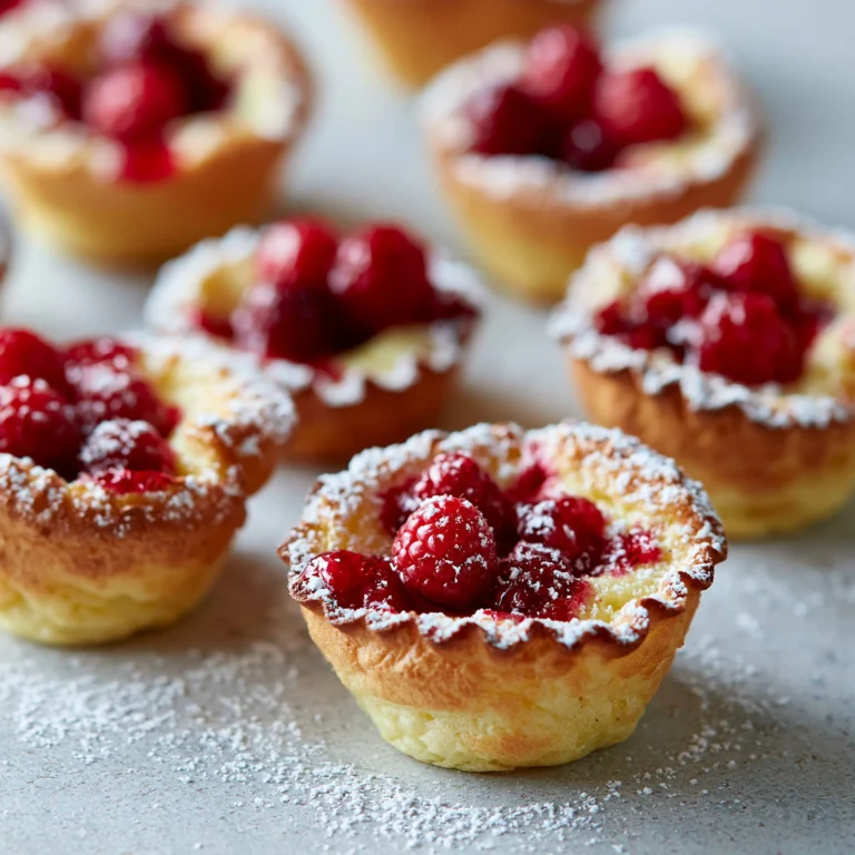 Mini Dutch Baby Pancakes served with syrup and fresh fruit