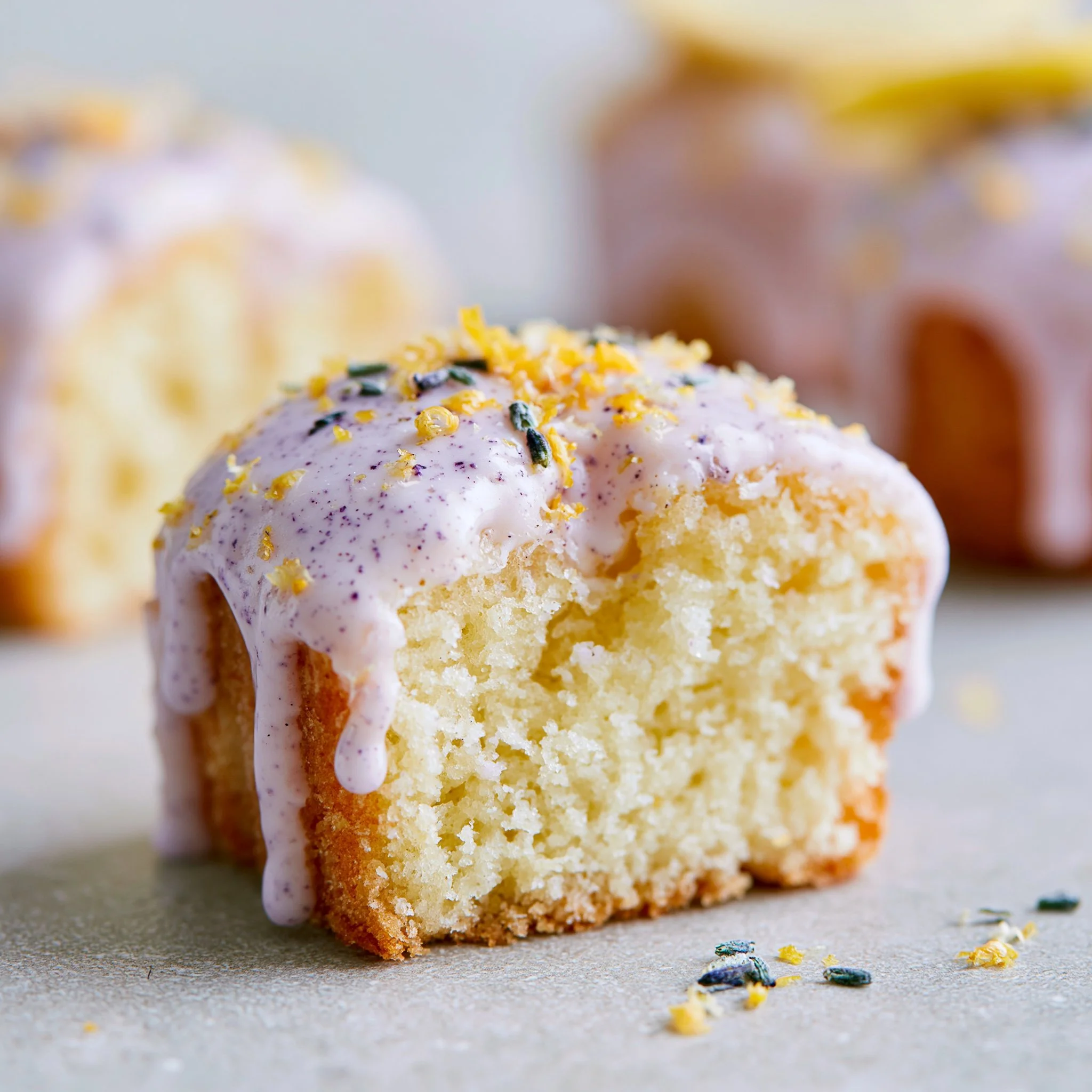 Mini Lemon Cakes With Lavender Glaze