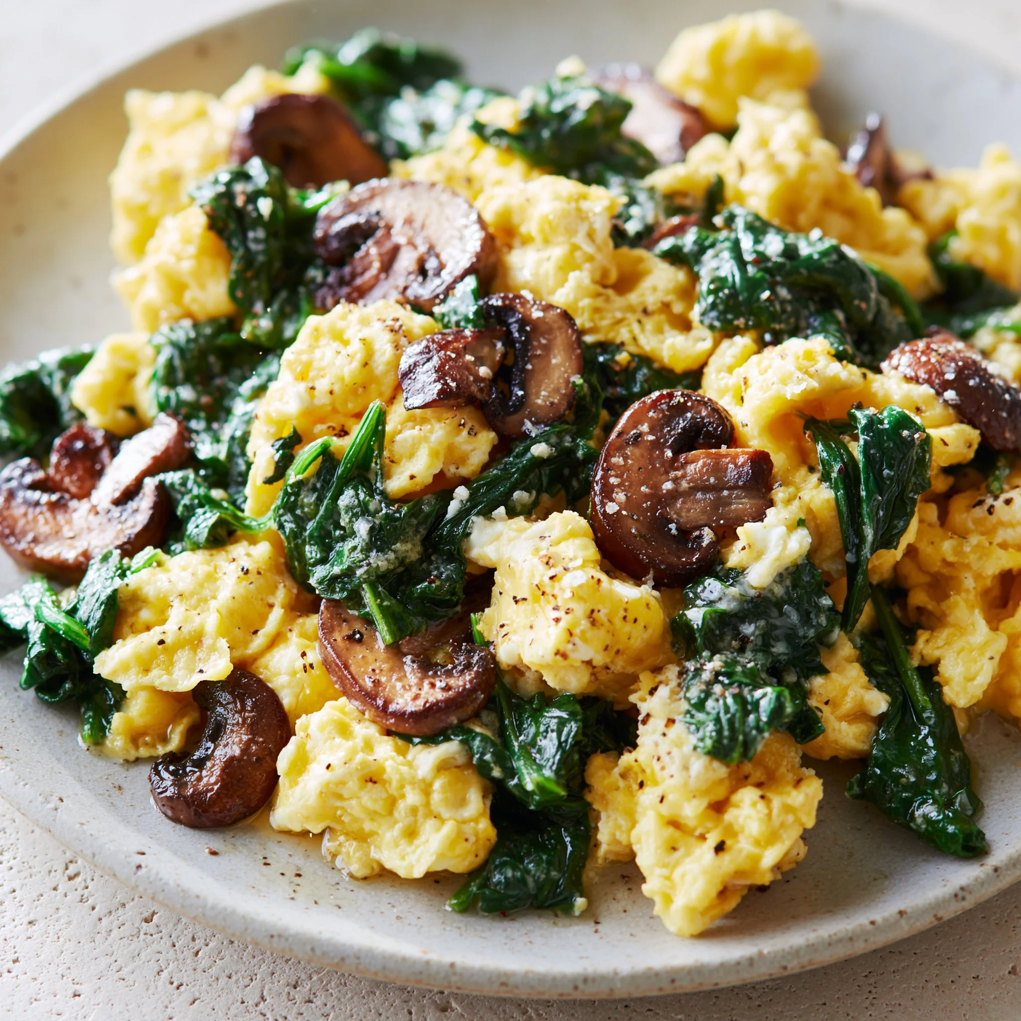 Mushroom Spinach Scrambled Eggs