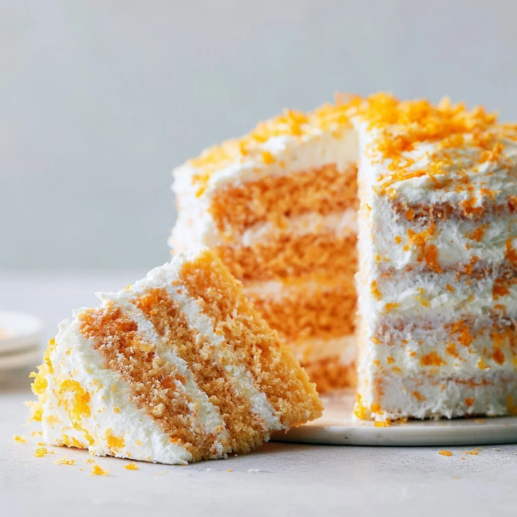Delicious Orange Creamsicle Cake with creamy frosting and orange zest