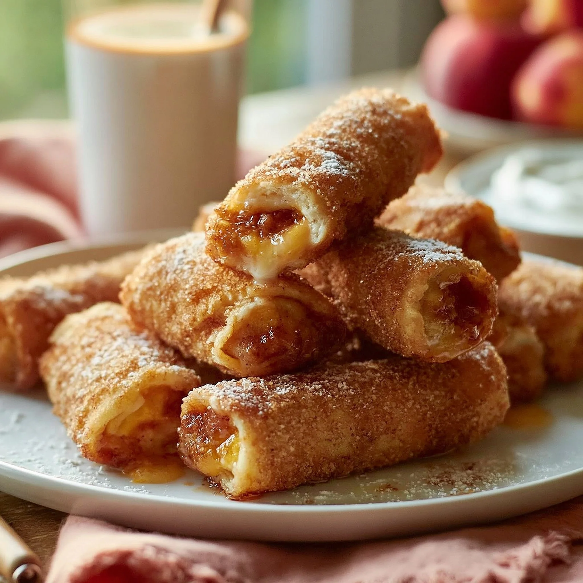 Peach Cobbler Egg Rolls Recipe