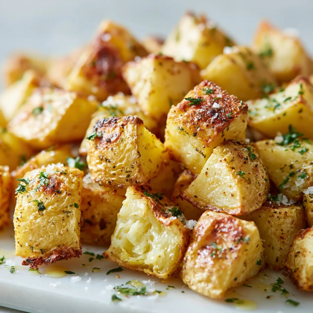 Delicious air fryer roasted potatoes golden and crispy