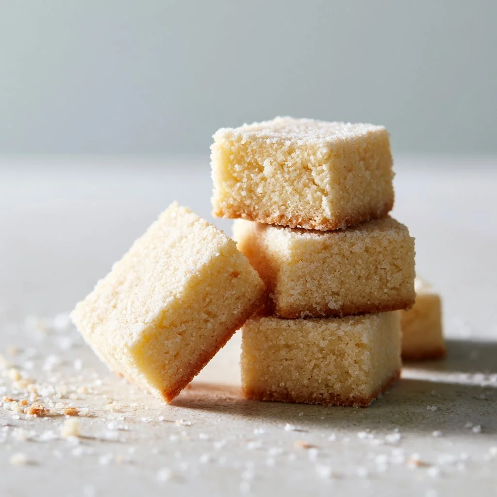 Freshly baked shortbread cookies on a cooling rack.
