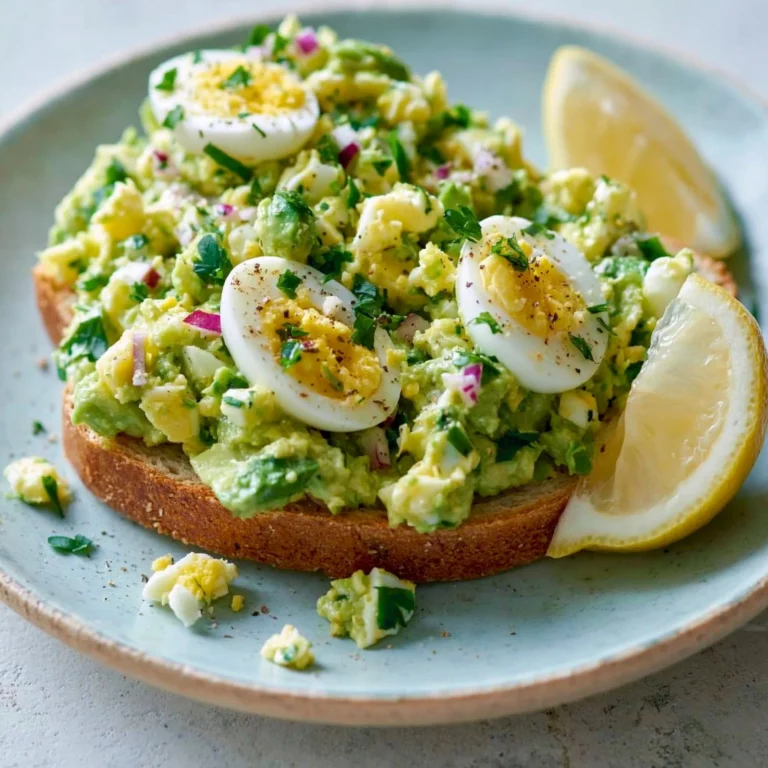 Simple Mediterranean avocado egg salad in a bowl with fresh herbs